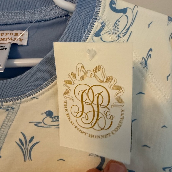 The Beaufort Bonnet Company Cream and Blue Duck Print Crewneck - Picture 2 of 3